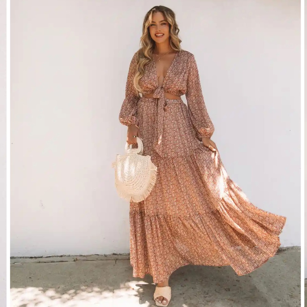 Vici Collection Matching Set Crop Blouse & Maxi S… - image 1